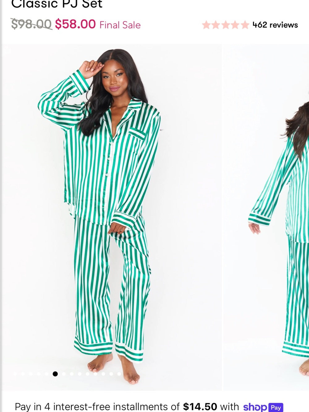 Show Me Your MuMu Green and White Striped Classic PJ Set